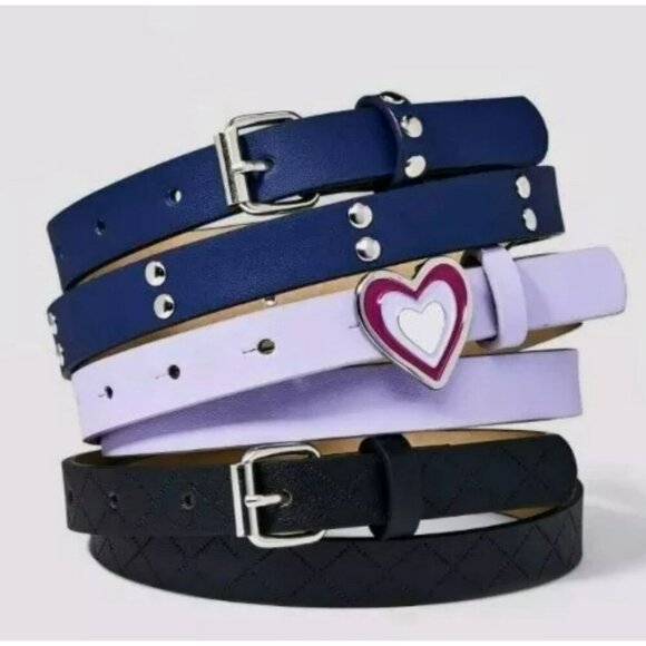 Cat & Jack Heart-Shaped‎ Buckle Belts Pack Of 3 Size Med Girls Size 8 pants - Picture 1 of 5